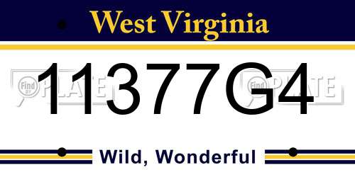 11377G4 West Virginia License Plate