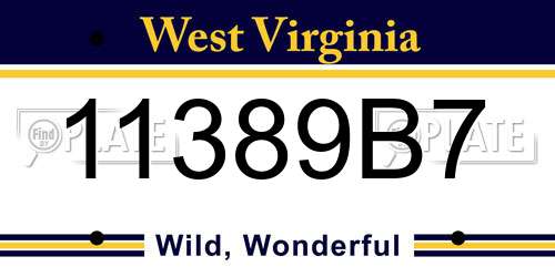 11389B7 West Virginia License Plate