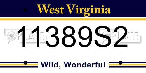 11389S2 West Virginia License Plate
