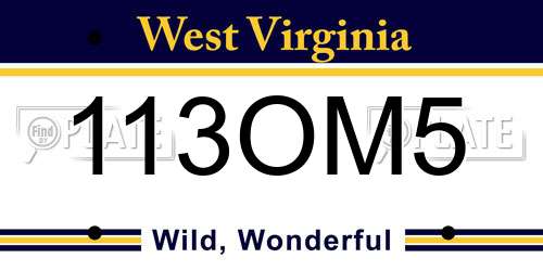 113OM5 West Virginia License Plate
