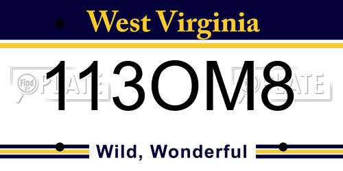 113OM8 West Virginia License Plate