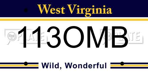 113OMB West Virginia License Plate