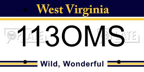 113OMS West Virginia License Plate