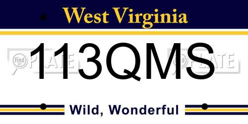 113QMS West Virginia License Plate