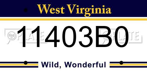 11403B0 West Virginia License Plate
