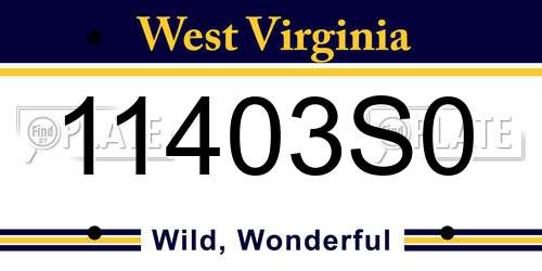11403S0 West Virginia License Plate