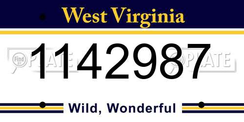 1142987 West Virginia License Plate