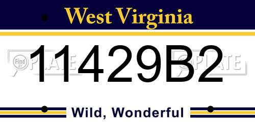 11429B2 West Virginia License Plate