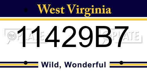 11429B7 West Virginia License Plate