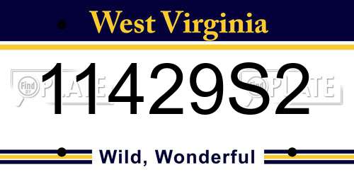 11429S2 West Virginia License Plate