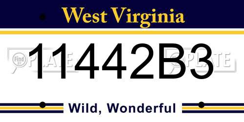 11442B3 West Virginia License Plate