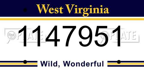 1147951 West Virginia License Plate