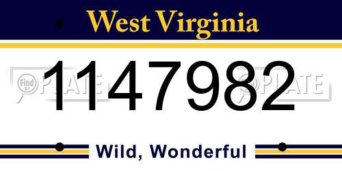 1147982 West Virginia License Plate