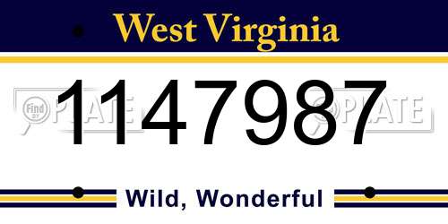 1147987 West Virginia License Plate