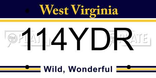 114YDR West Virginia License Plate