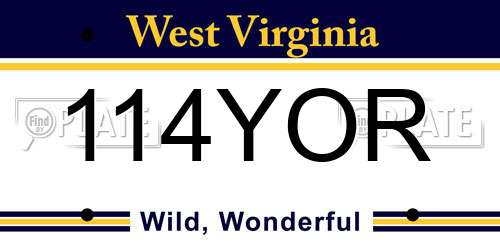 114YOR West Virginia License Plate