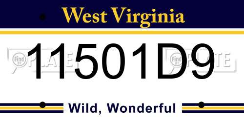 11501D9 West Virginia License Plate