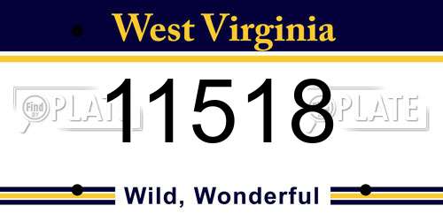11518 West Virginia License Plate
