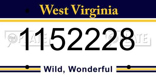 1152228 West Virginia License Plate