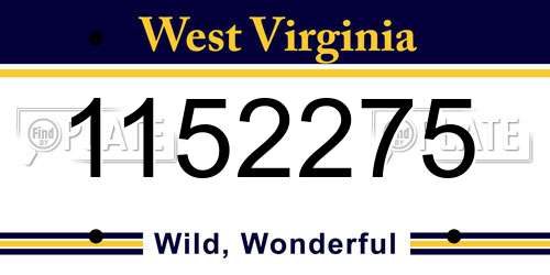 1152275 West Virginia License Plate