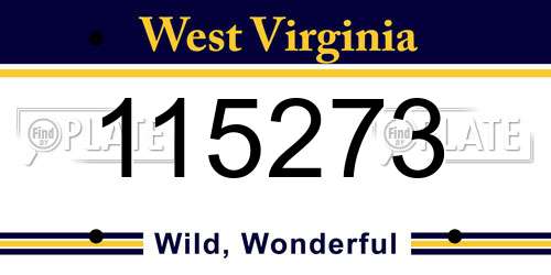 115273 West Virginia License Plate