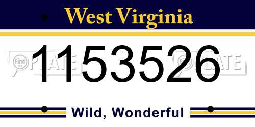 1153526 West Virginia License Plate