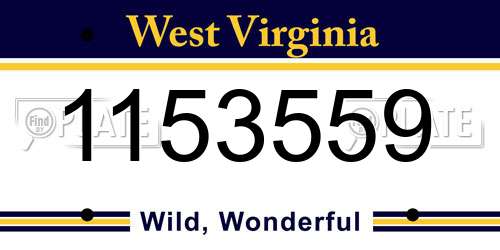 1153559 West Virginia License Plate