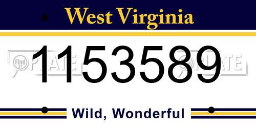 1153589 West Virginia License Plate