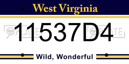 11537D4 West Virginia License Plate