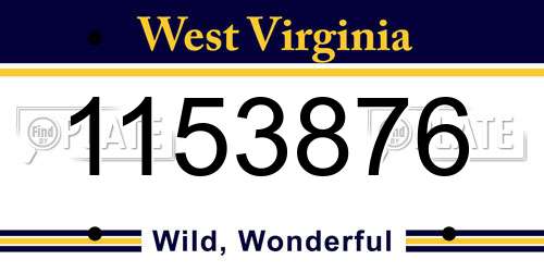 1153876 West Virginia License Plate