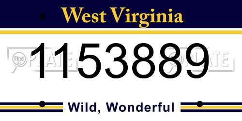 1153889 West Virginia License Plate