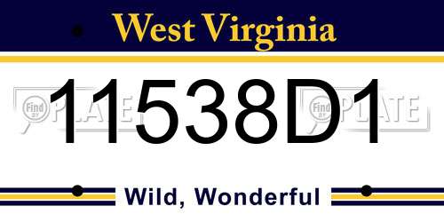 11538D1 West Virginia License Plate