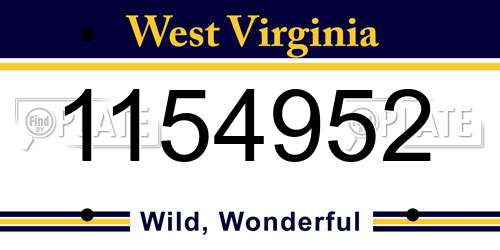 1154952 West Virginia License Plate