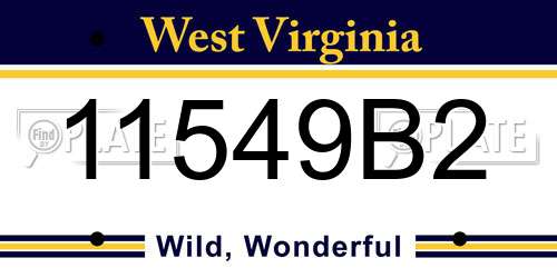 11549B2 West Virginia License Plate
