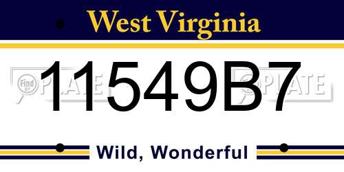 11549B7 West Virginia License Plate