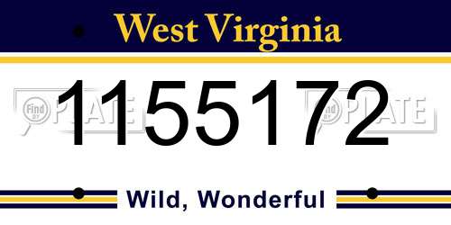 1155172 West Virginia License Plate