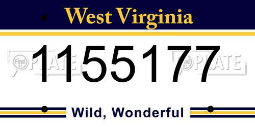 1155177 West Virginia License Plate