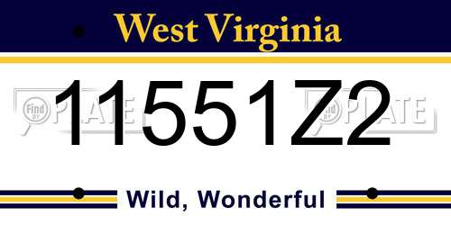11551Z2 West Virginia License Plate
