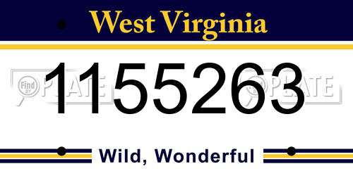 1155263 West Virginia License Plate