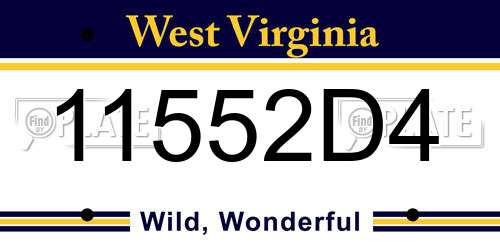 11552D4 West Virginia License Plate