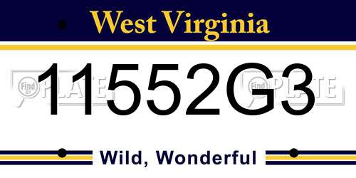 11552G3 West Virginia License Plate