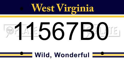 11567B0 West Virginia License Plate
