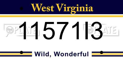 11571I3 West Virginia License Plate