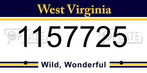 1157725 West Virginia License Plate