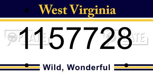 1157728 West Virginia License Plate