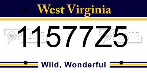 11577Z5 West Virginia License Plate