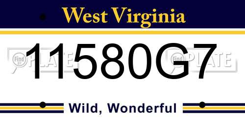 11580G7 West Virginia License Plate