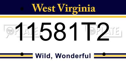 11581T2 West Virginia License Plate