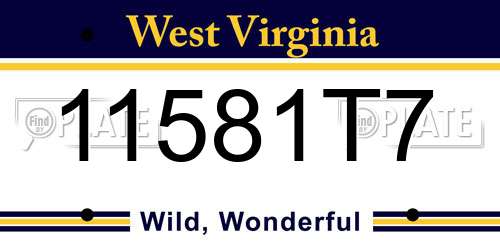 11581T7 West Virginia License Plate