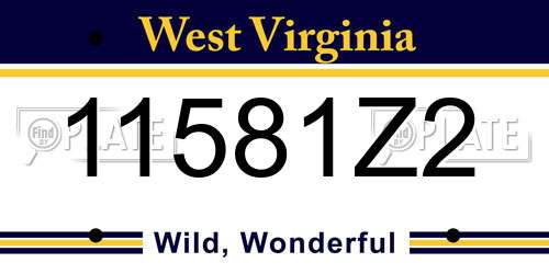 11581Z2 West Virginia License Plate